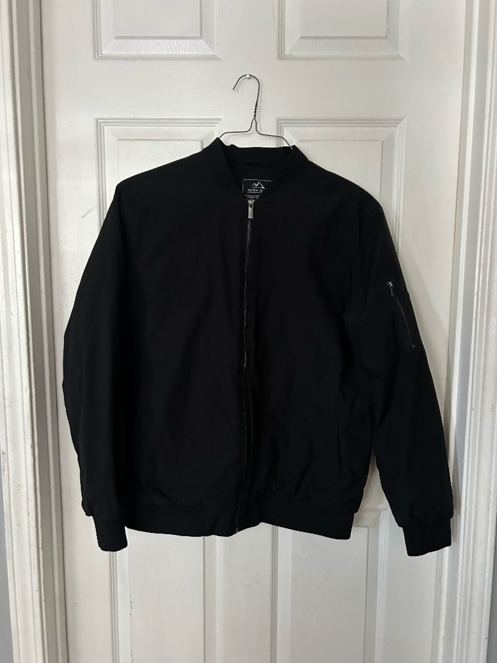 Outdoor Jacket Minimalist Black MA-1 Zip Utility Bomber Jacket L